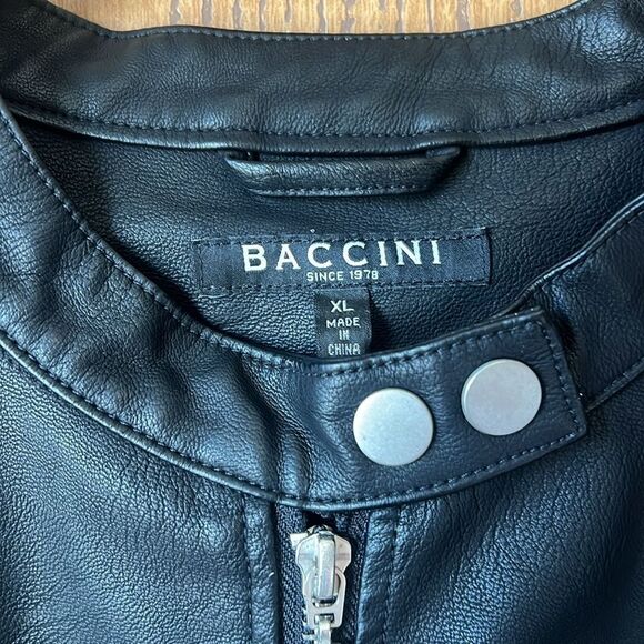 Baccini Black Faux Leather Jacket Size XL - Picture 3 of 11